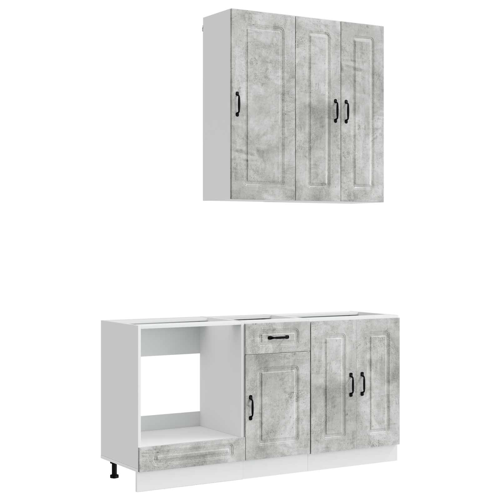 Unité de cuisine KALMAR 5 pc Gris béton Bois d'ingénierie