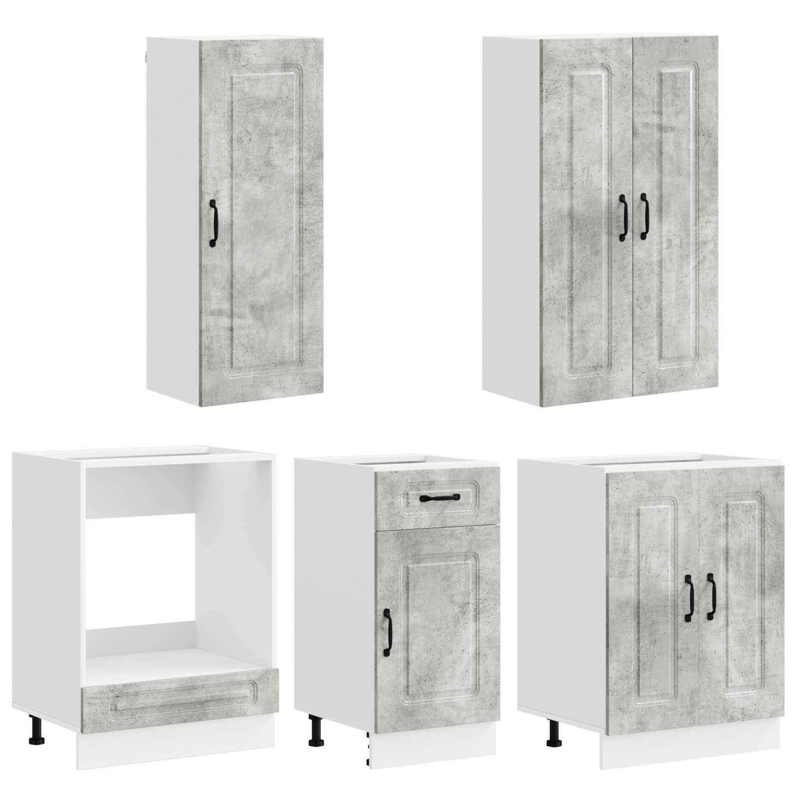 Unité de cuisine KALMAR 5 pc Gris béton Bois d'ingénierie