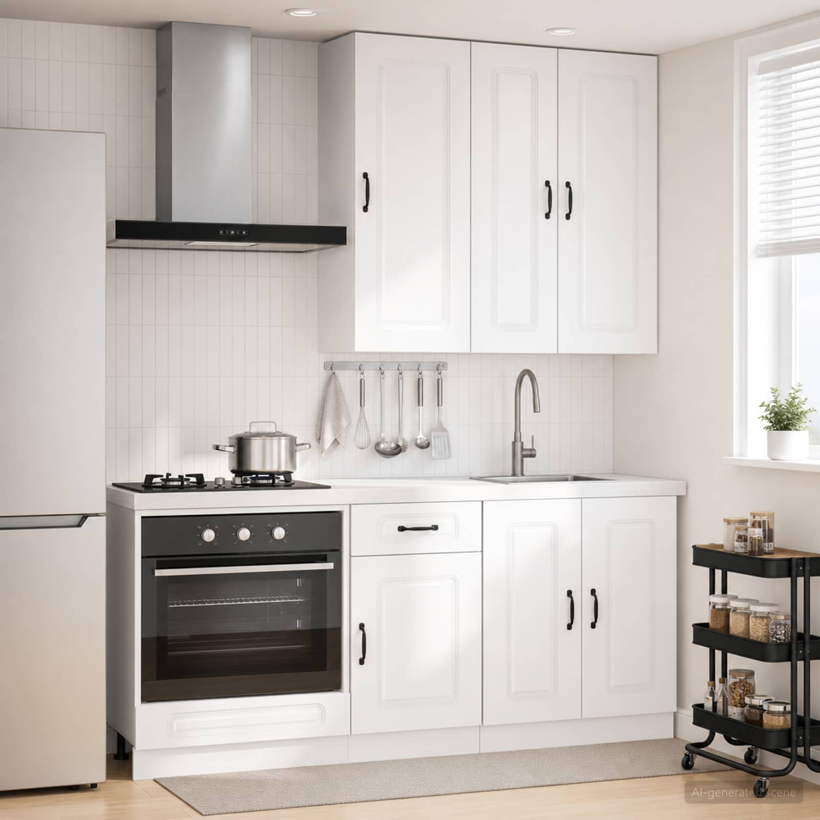 Unité de cuisine KALMAR 5 pc Blanc brillant Bois d'ingénierie