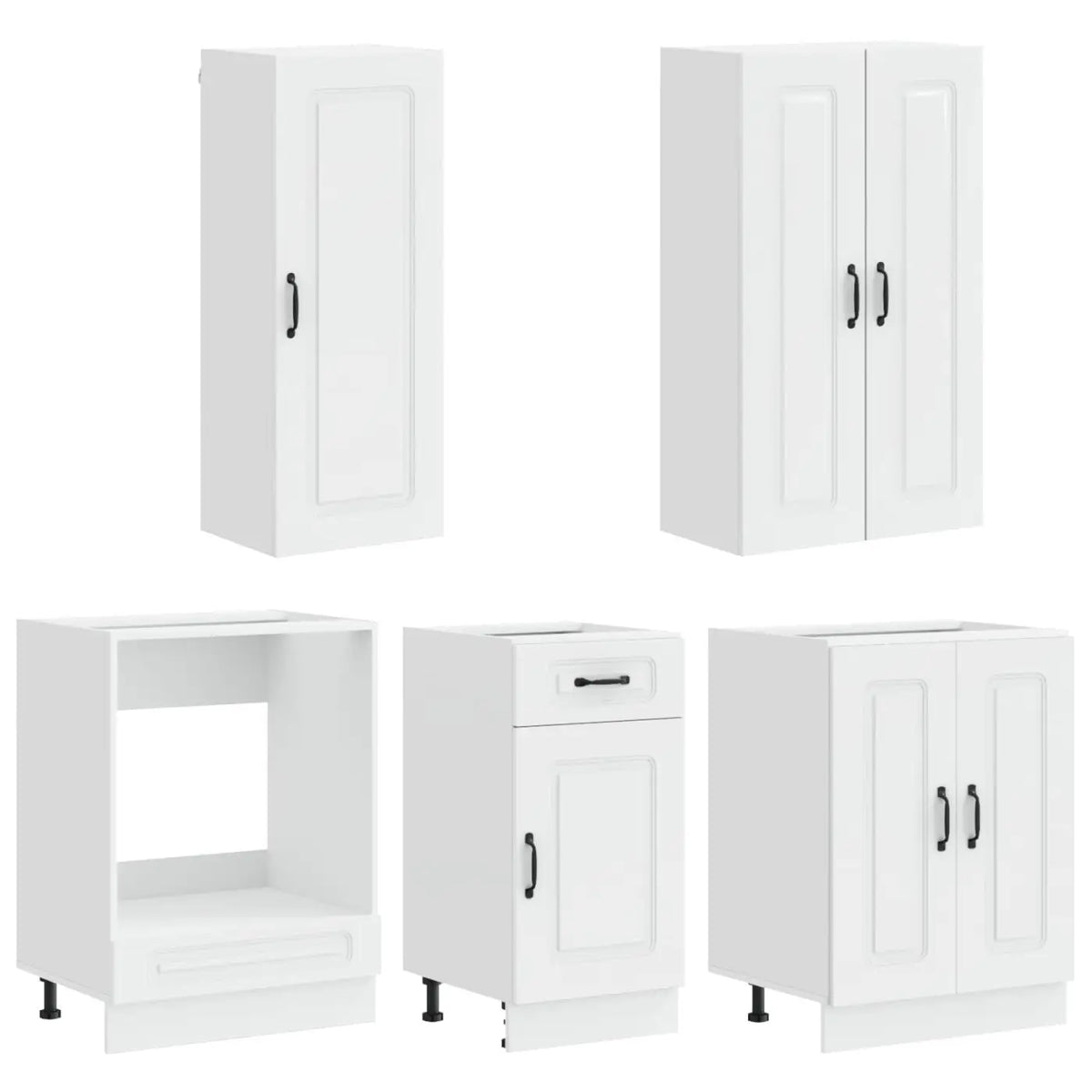 Unité de cuisine KALMAR 5 pc Blanc brillant Bois d’ingénierie - XIOS