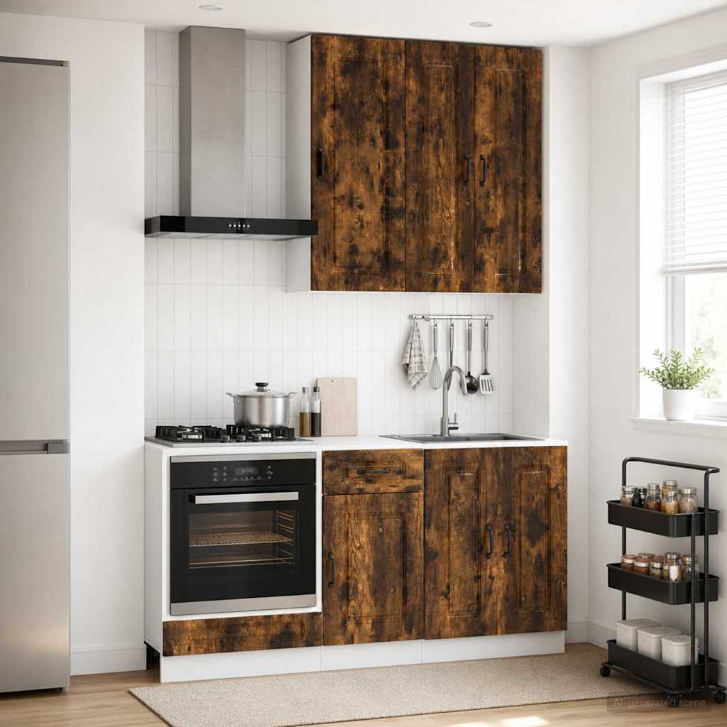 Unité de cuisine KALMAR 5 pc Chêne fumé Bois d'ingénierie