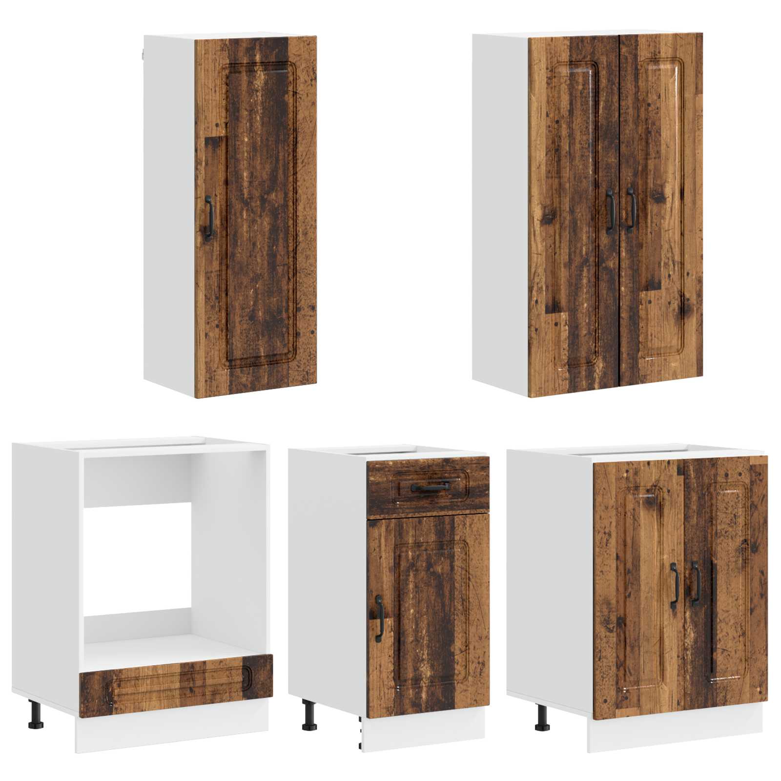 Unité de cuisine KALMAR 5 pc Bois ancien Bois d'ingénierie