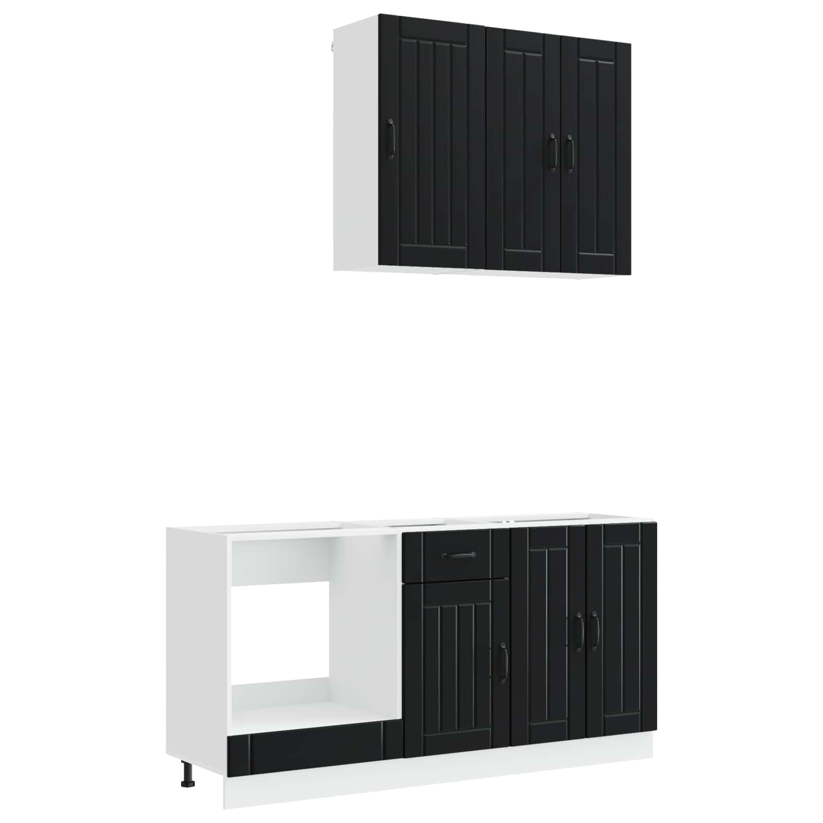 Unité de cuisine LUCCA 5 pc Noir Bois d'ingénierie