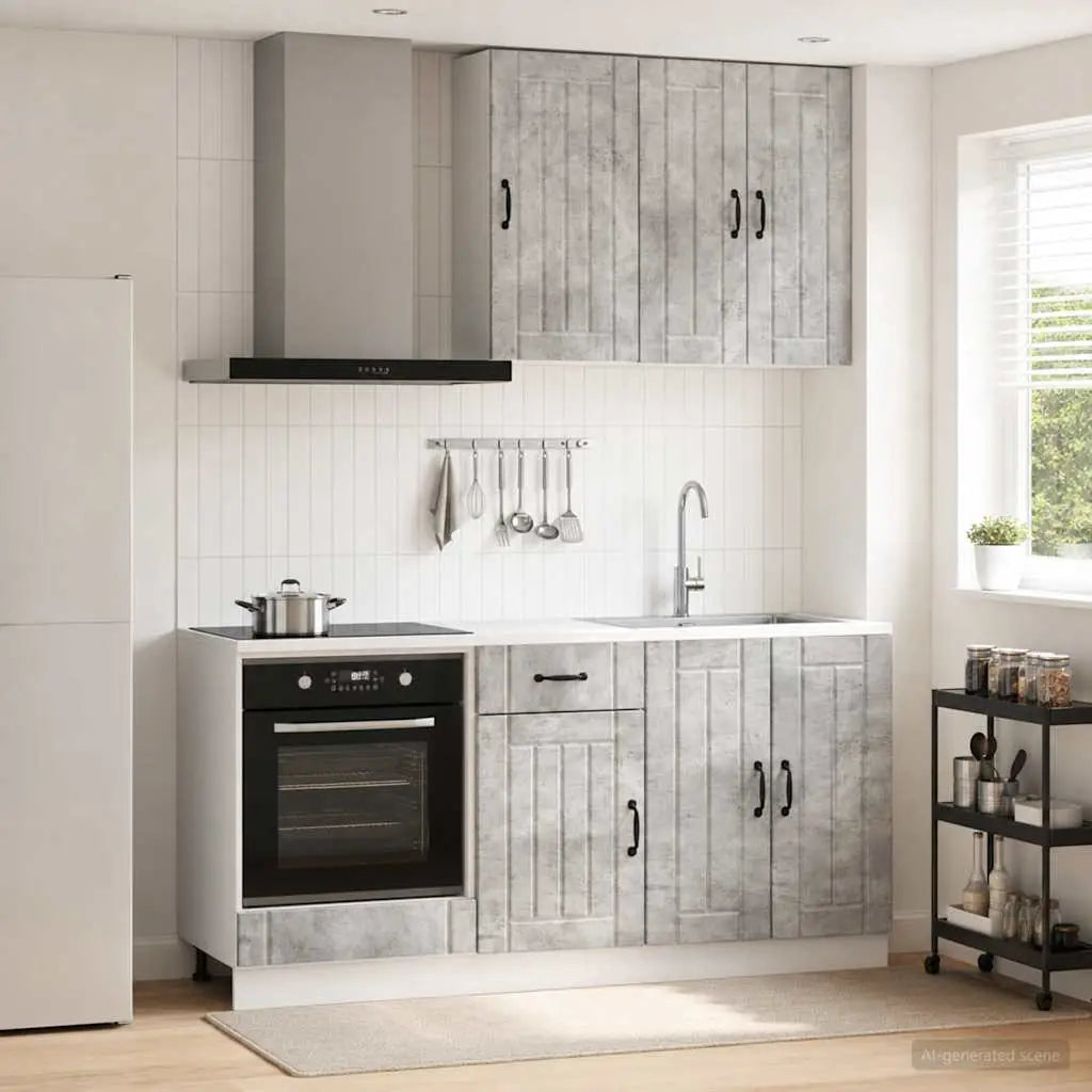 Unité de cuisine LUCCA 5 pc Gris béton Bois d’ingénierie - XIOS