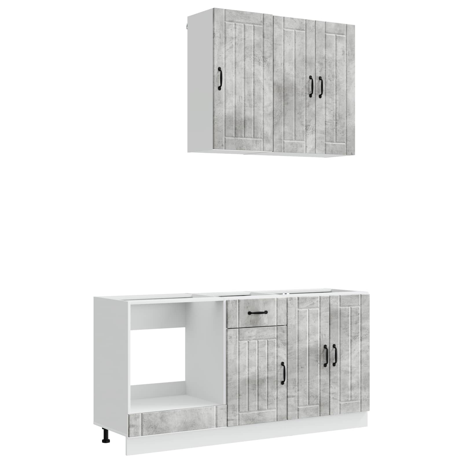 Unité de cuisine LUCCA 5 pc Gris béton Bois d'ingénierie