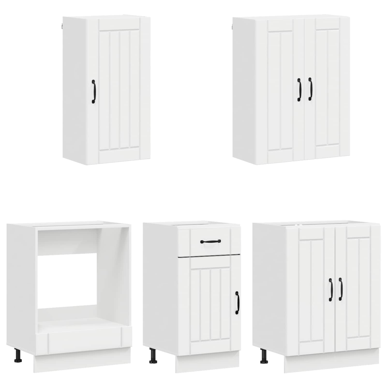Unité de cuisine LUCCA 5 pc Blanc brillant Bois d'ingénierie
