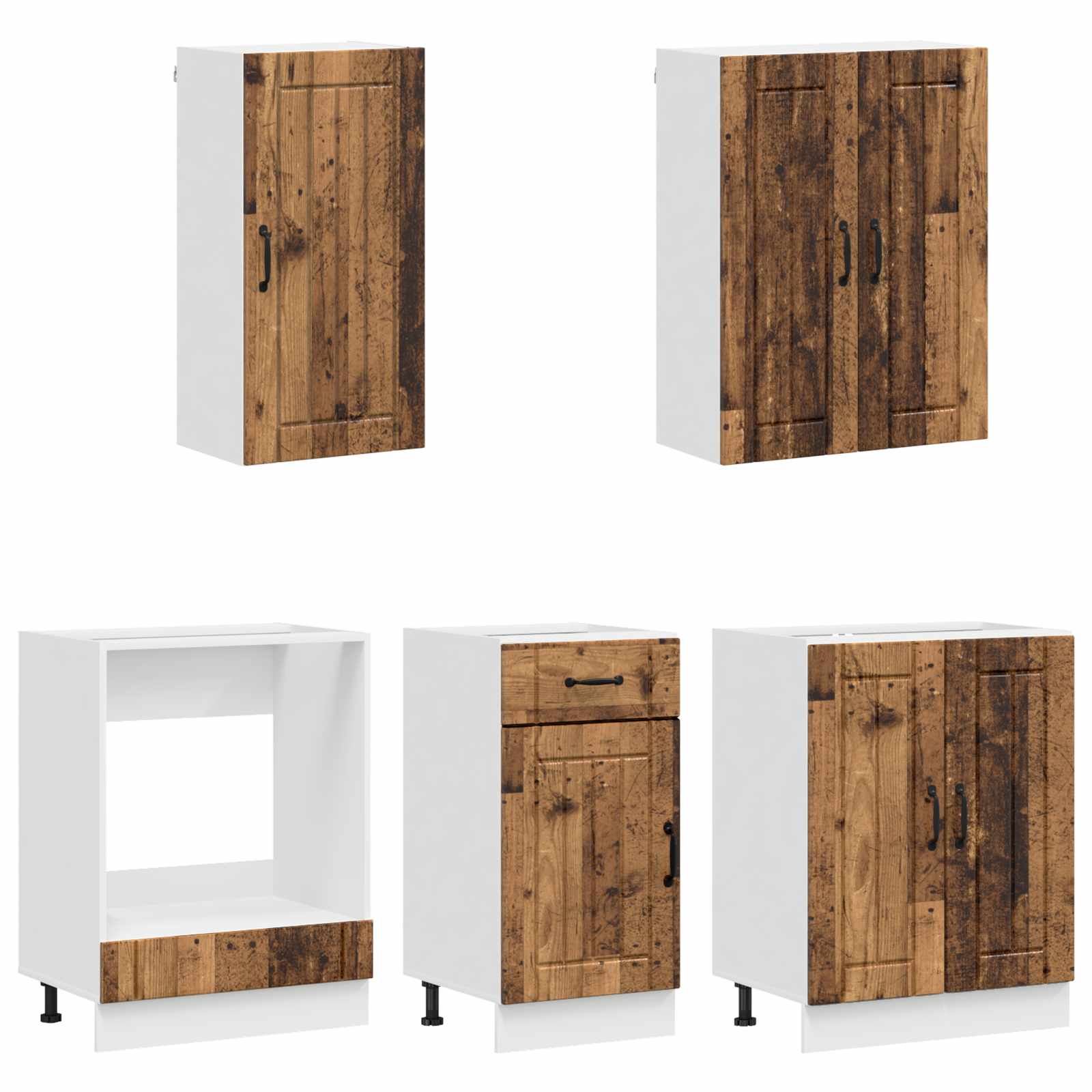 Unité de cuisine LUCCA 5 pc Bois ancien Bois d'ingénierie - XIOS