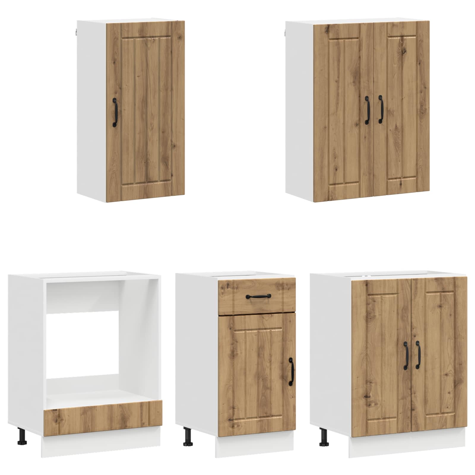 Unité de cuisine LUCCA 5 pc Chêne artisanal Bois d'ingénierie