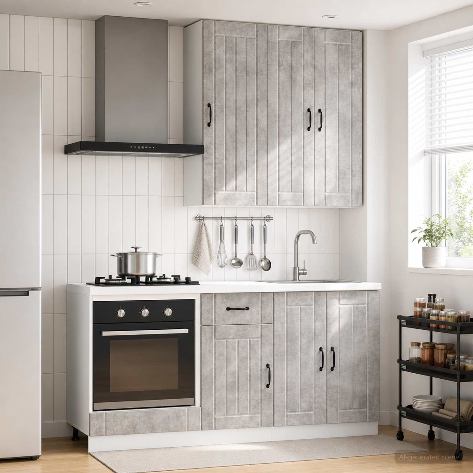Unité de cuisine LUCCA 5 pc Gris béton Bois d'ingénierie