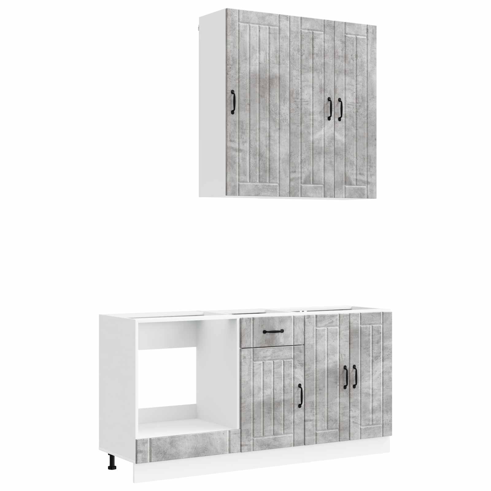 Unité de cuisine LUCCA 5 pc Gris béton Bois d'ingénierie