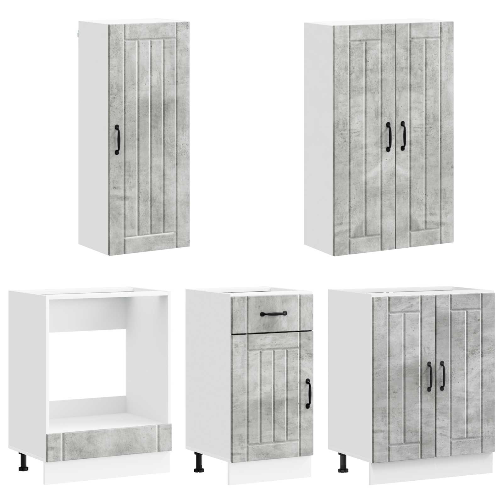 Unité de cuisine LUCCA 5 pc Gris béton Bois d'ingénierie