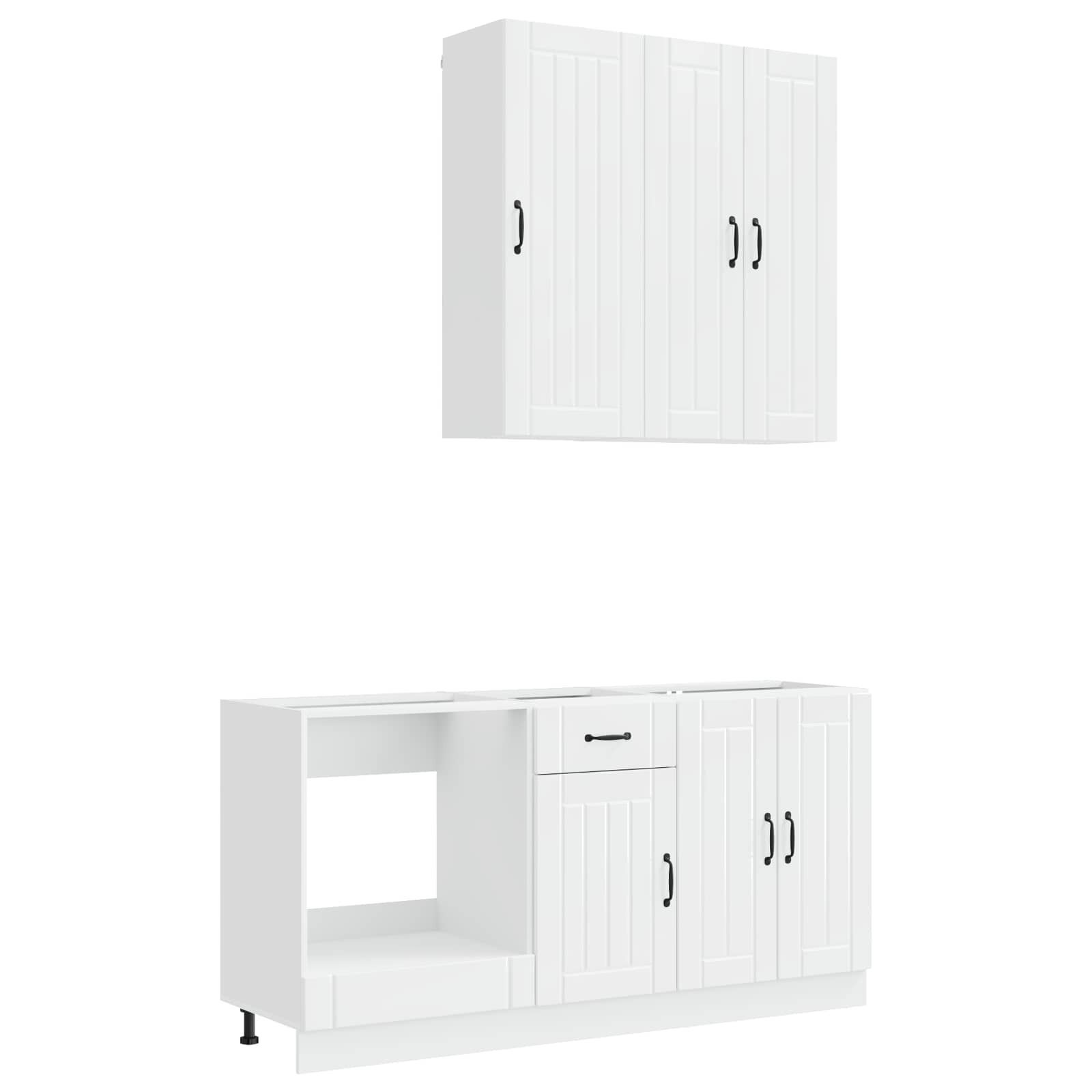 Unité de cuisine LUCCA 5 pc Blanc brillant Bois d'ingénierie - XIOS