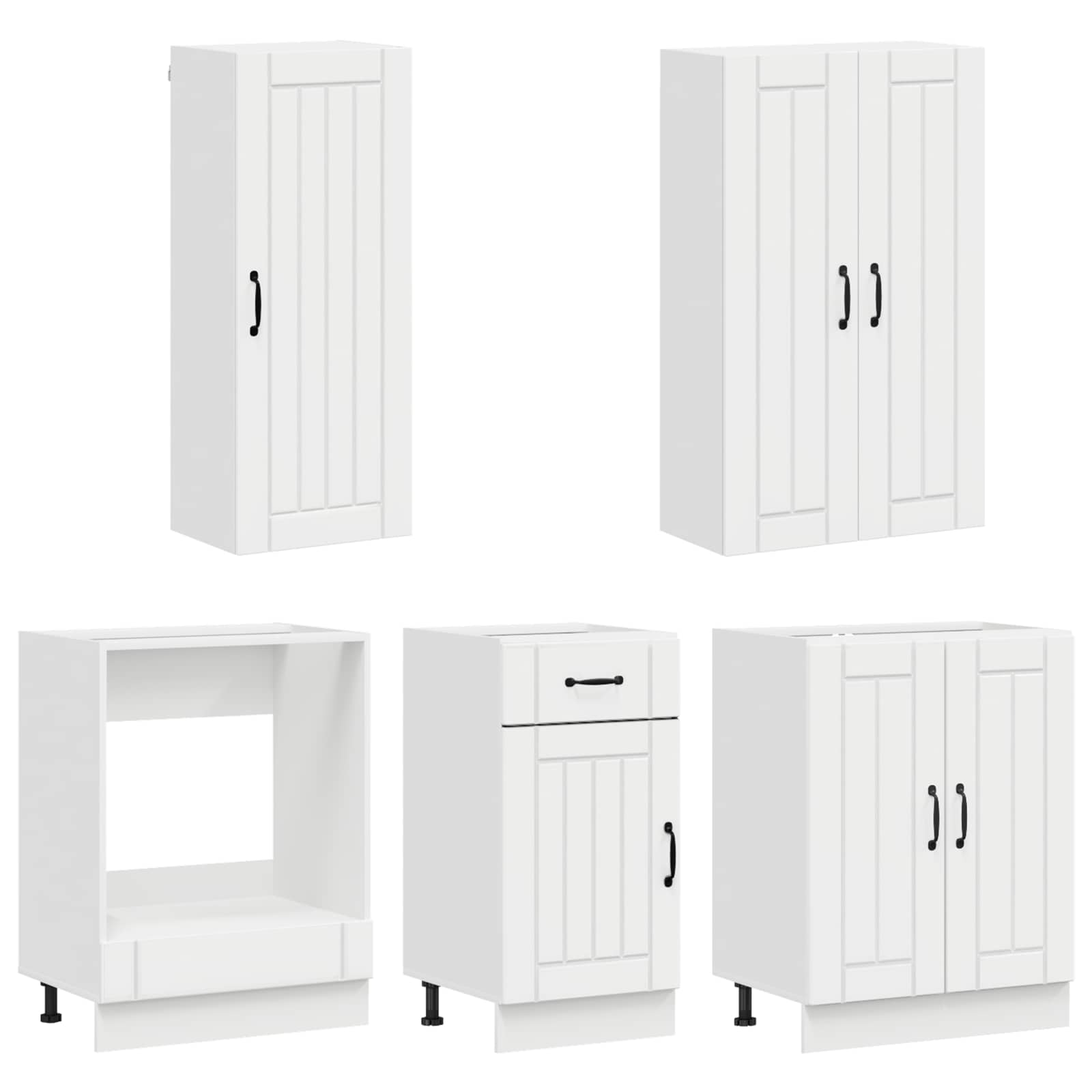 Unité de cuisine LUCCA 5 pc Blanc brillant Bois d'ingénierie - XIOS