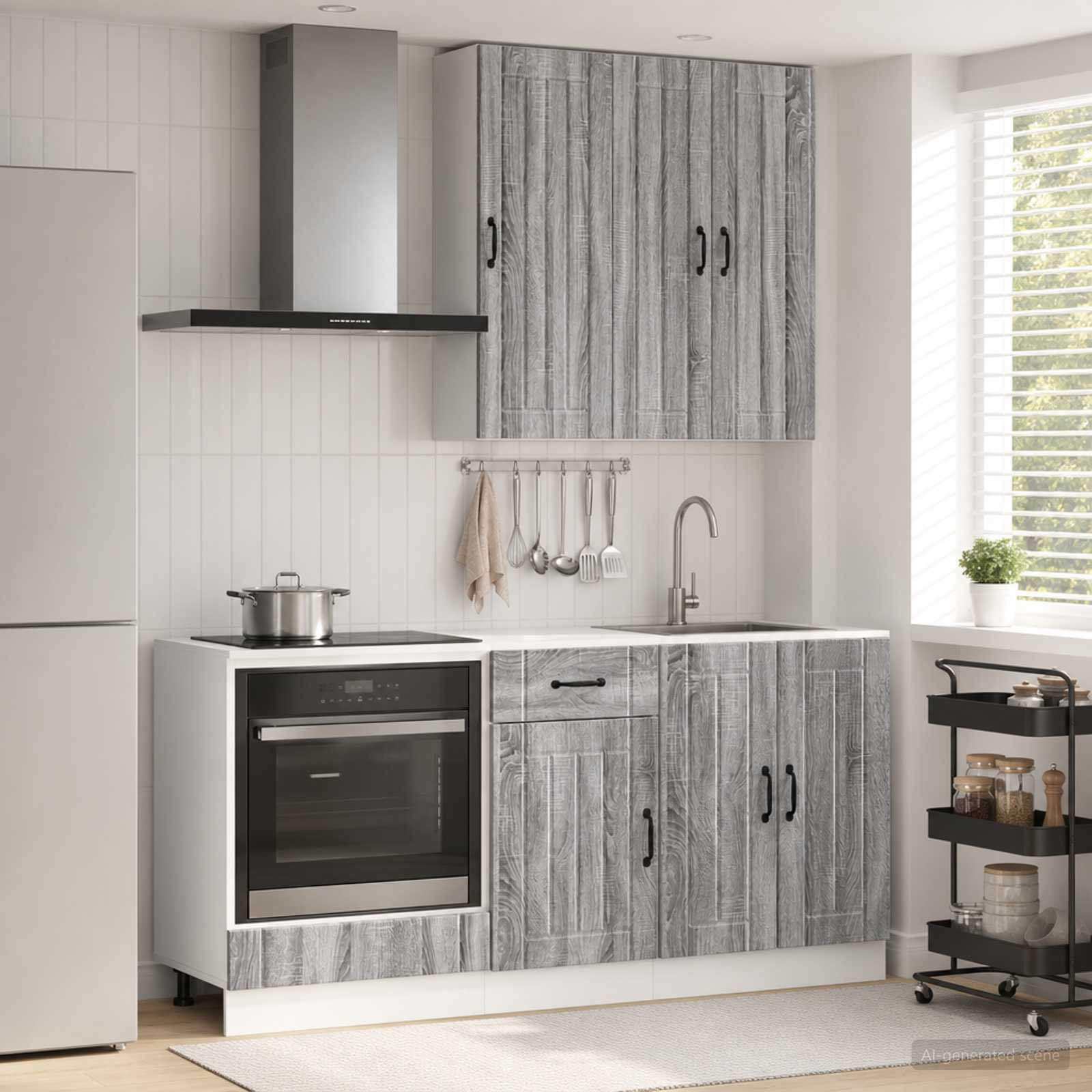 Unité de cuisine LUCCA 5 pc Sonoma gris Bois d'ingénierie