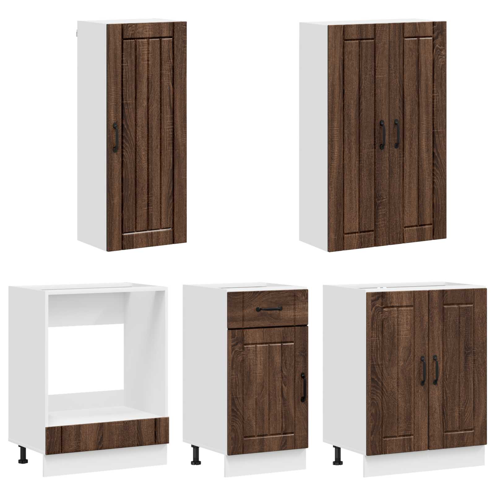 Unité de cuisine LUCCA 5 pc Chêne brun Bois d'ingénierie