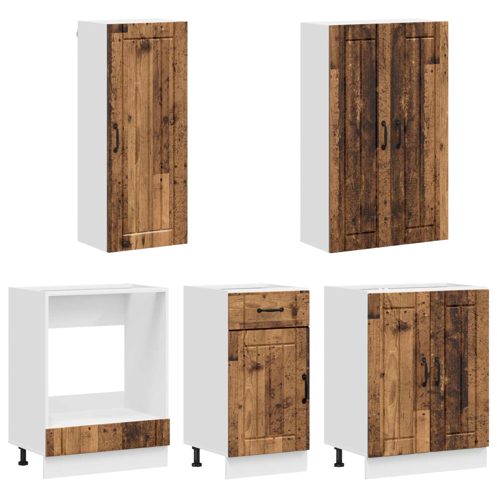 Unité de cuisine LUCCA 5 pc Bois ancien Bois d'ingénierie - XIOS