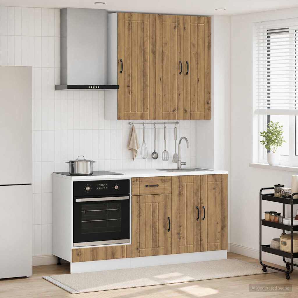 Unité de cuisine LUCCA 5 pc Chêne artisanal Bois d'ingénierie