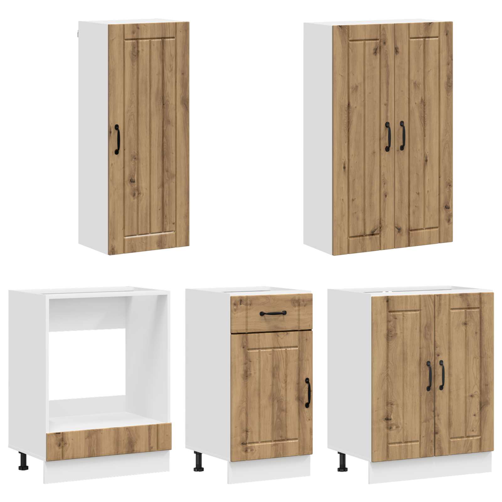 Unité de cuisine LUCCA 5 pc Chêne artisanal Bois d'ingénierie