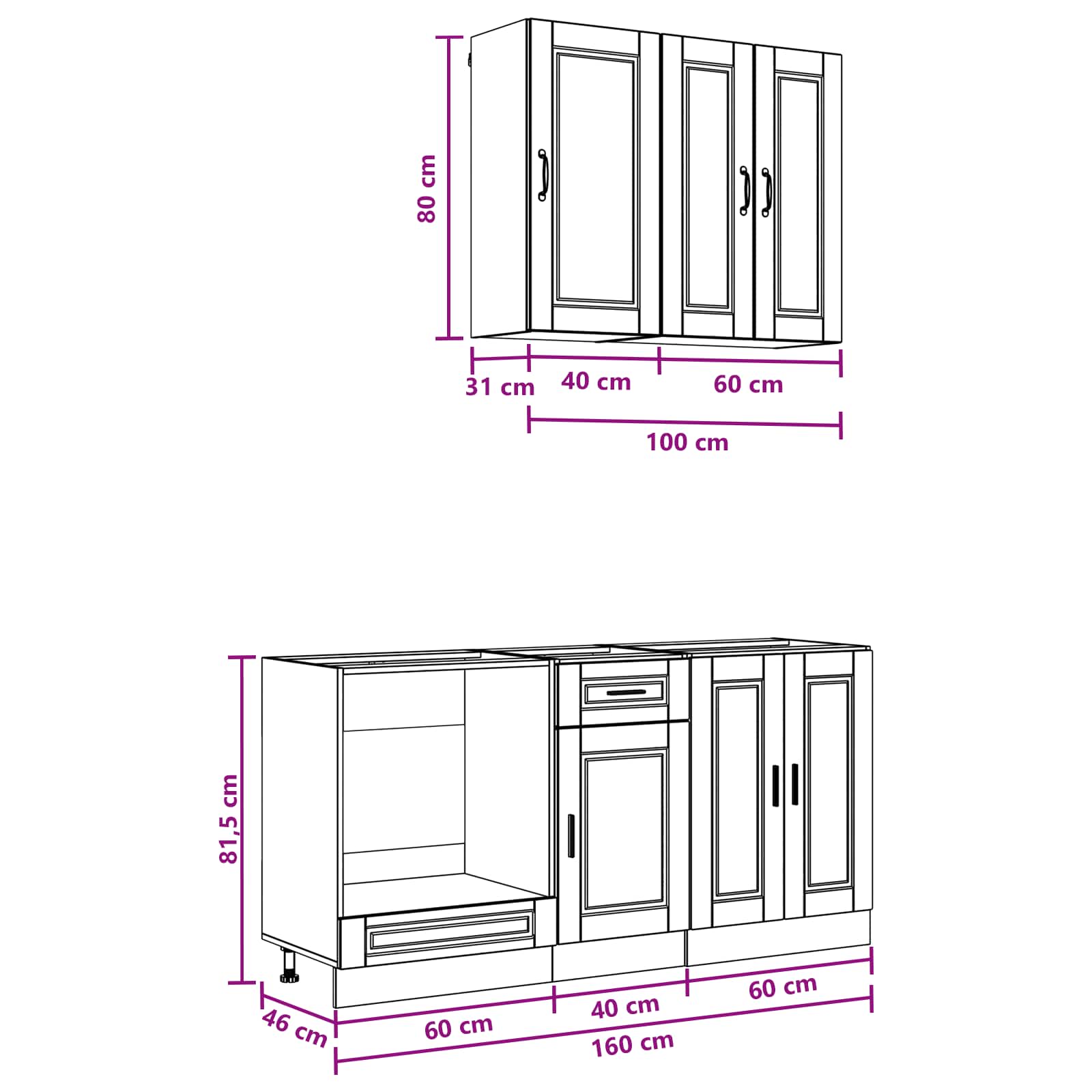 Unité de cuisine PORTO 5 pc Blanc Bois d'ingénierie - XIOS