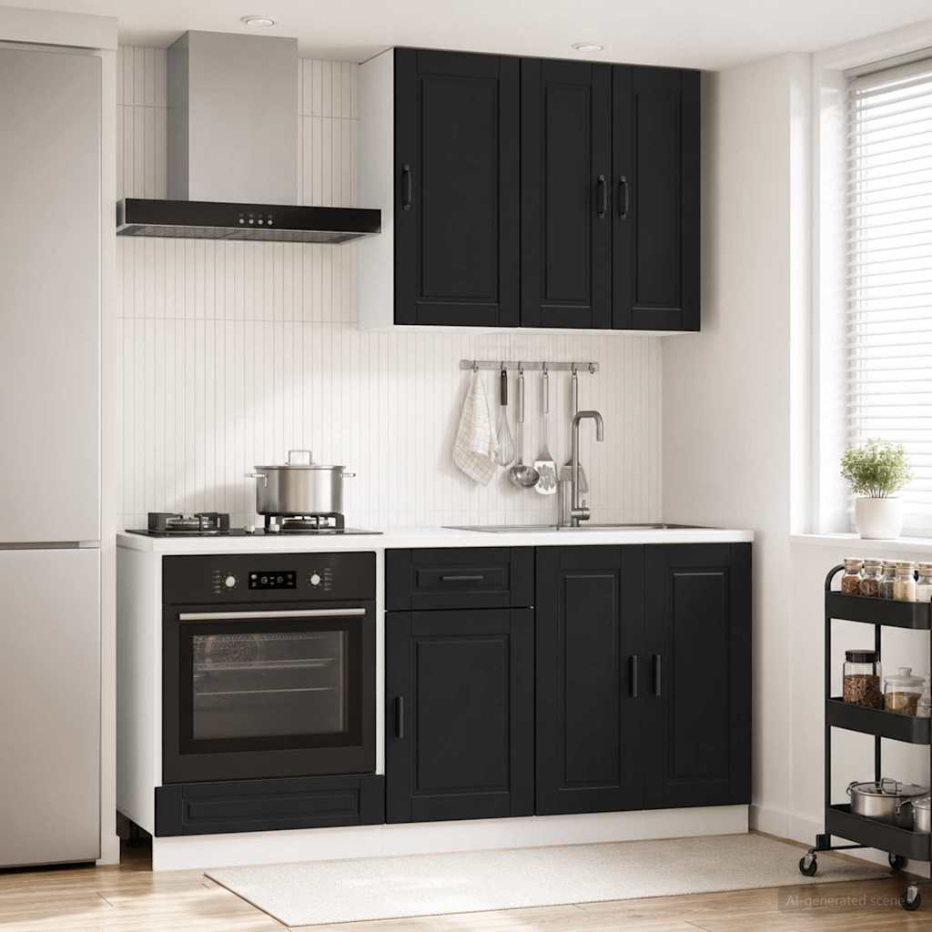 Unité de cuisine PORTO 5 pc Noir Bois d'ingénierie - XIOS