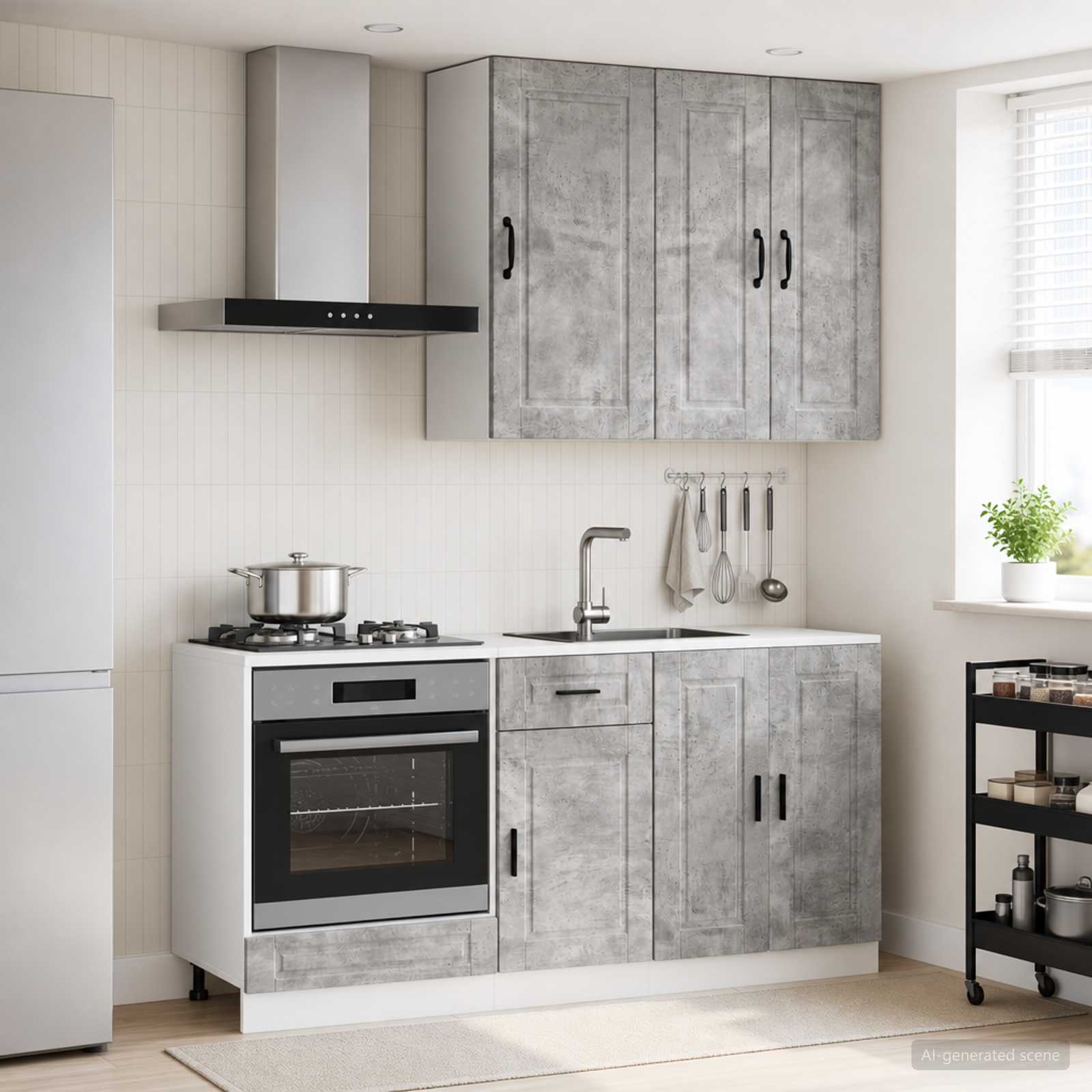 Unité de cuisine PORTO 5 pc Gris béton Bois d'ingénierie - XIOS