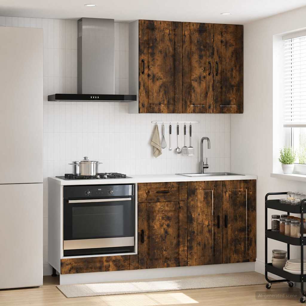 Unité de cuisine PORTO 5 pc Chêne fumé Bois d'ingénierie