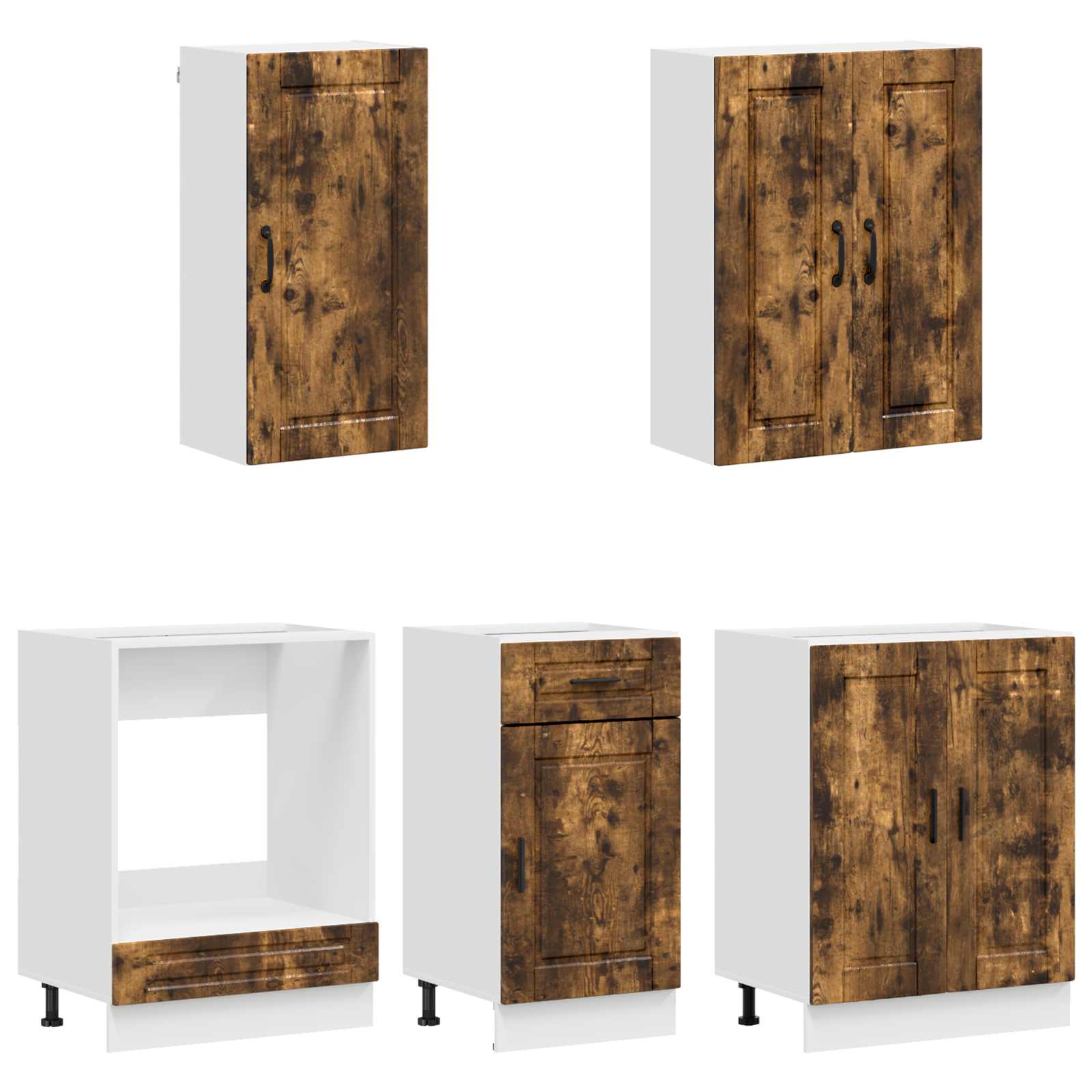 Unité de cuisine PORTO 5 pc Chêne fumé Bois d'ingénierie