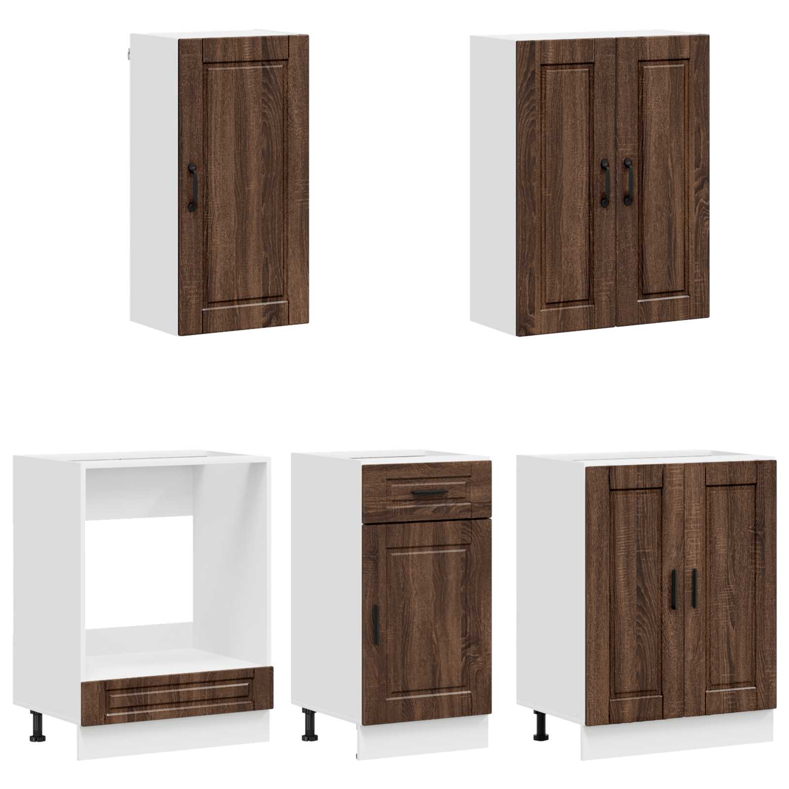 Unité de cuisine PORTO 5 pc Chêne brun Bois d'ingénierie - XIOS