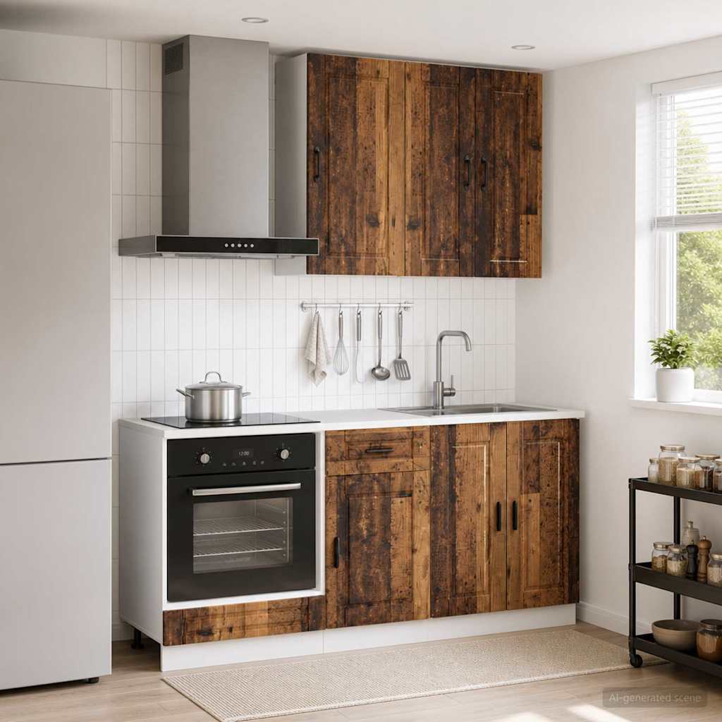 Unité de cuisine PORTO 5 pc Bois ancien Bois d'ingénierie