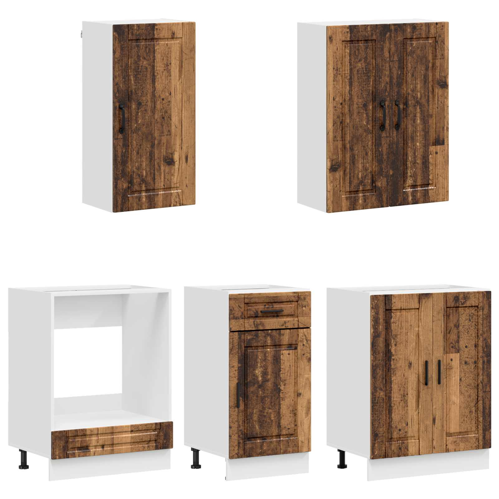 Unité de cuisine PORTO 5 pc Bois ancien Bois d'ingénierie