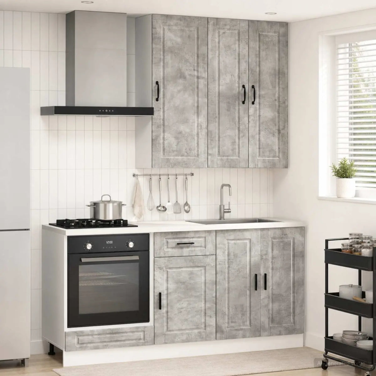 Unité de cuisine PORTO 5 pc Gris béton Bois d’ingénierie - XIOS