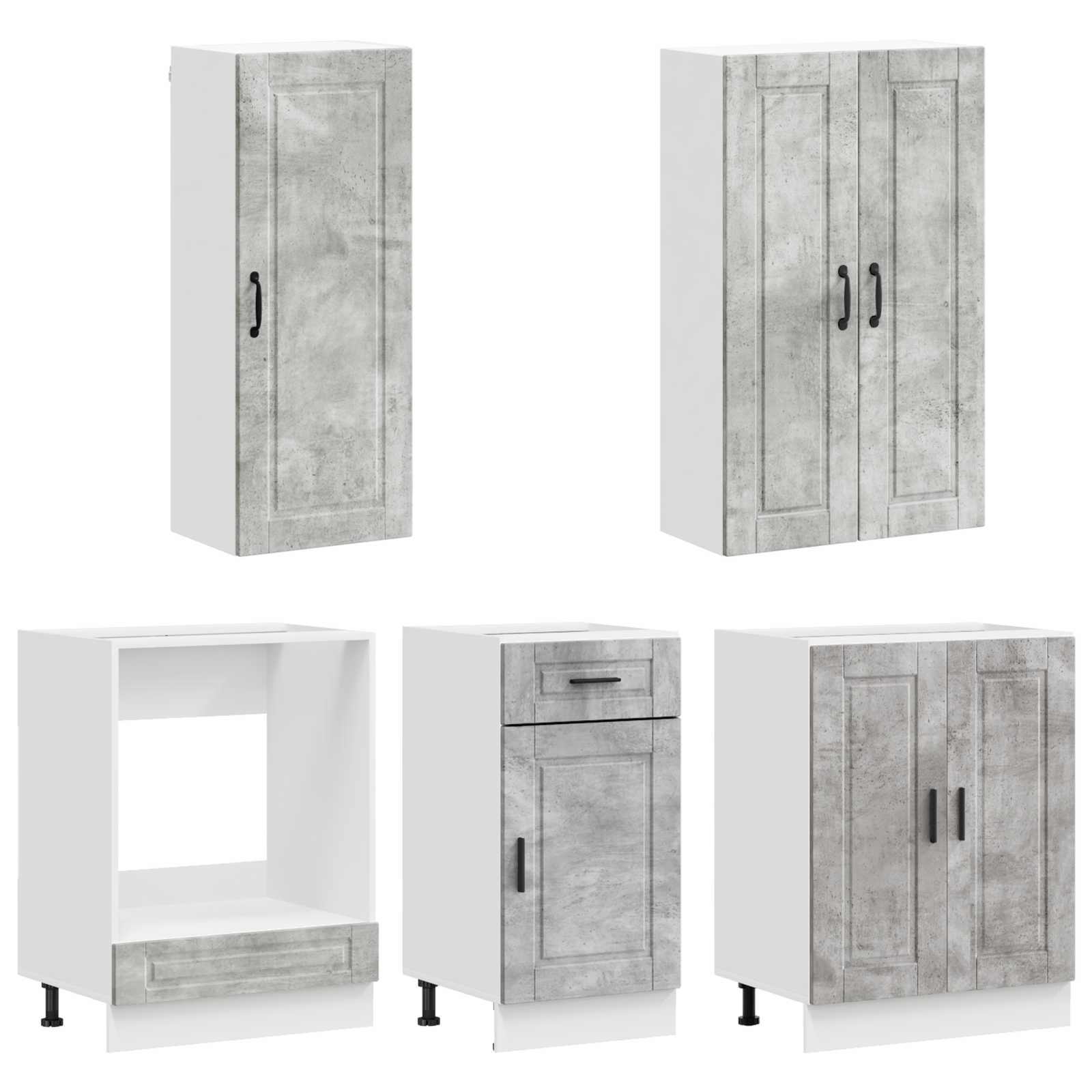Unité de cuisine PORTO 5 pc Gris béton Bois d'ingénierie