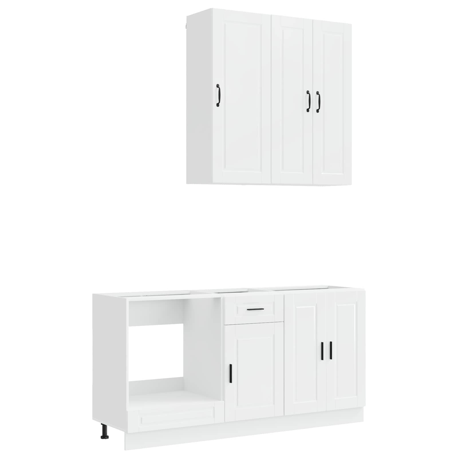 Unité de cuisine PORTO 5 pc Blanc brillant Bois d'ingénierie