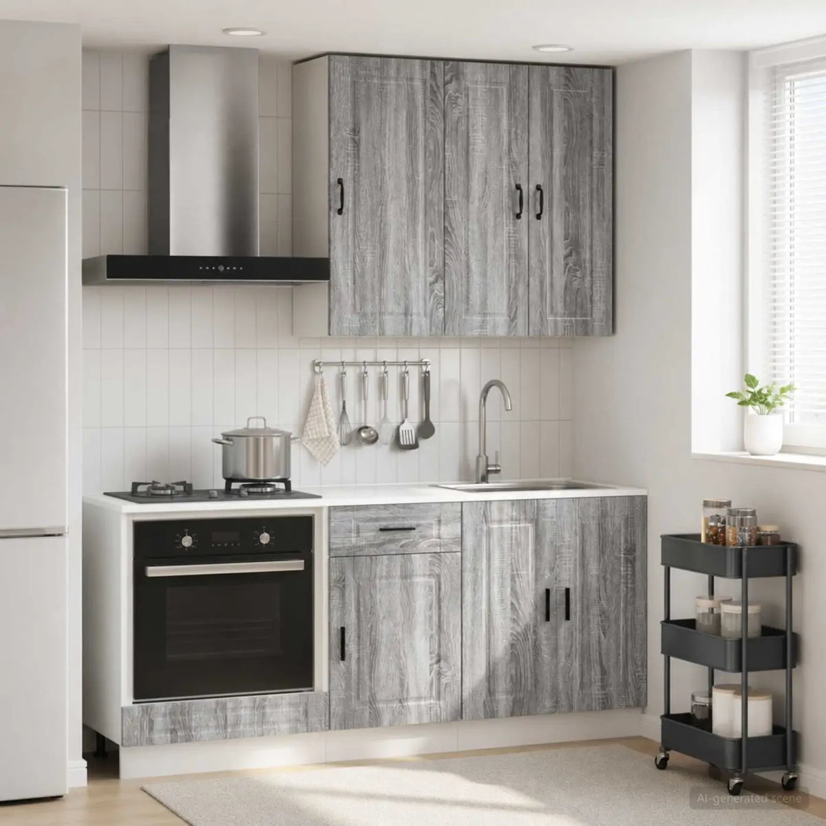 Unité de cuisine PORTO 5 pc Sonoma gris Bois d’ingénierie - XIOS