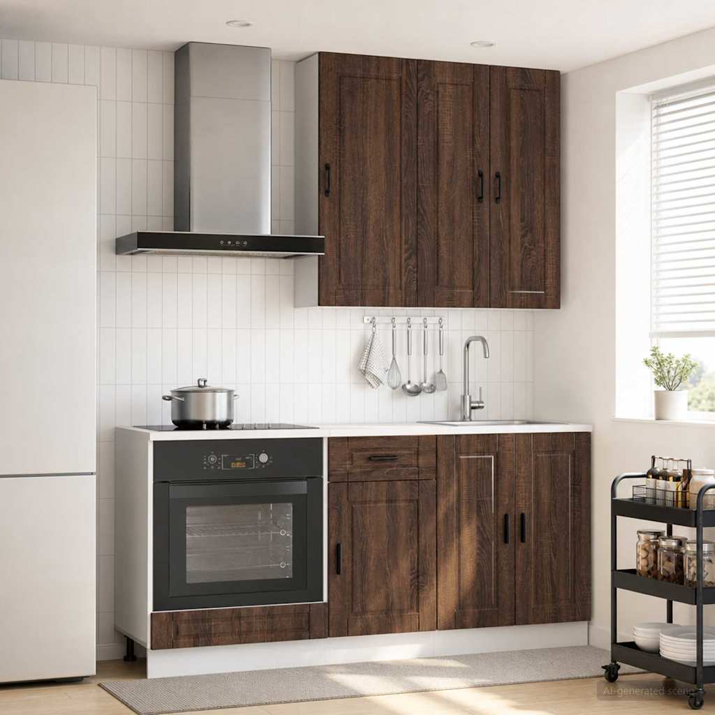 Unité de cuisine PORTO 5 pc Chêne brun Bois d'ingénierie - XIOS