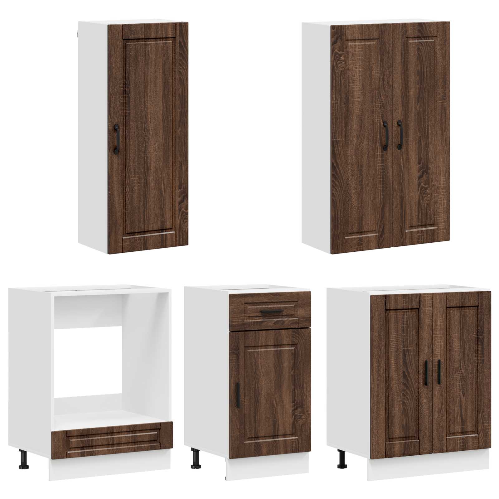Unité de cuisine PORTO 5 pc Chêne brun Bois d'ingénierie - XIOS