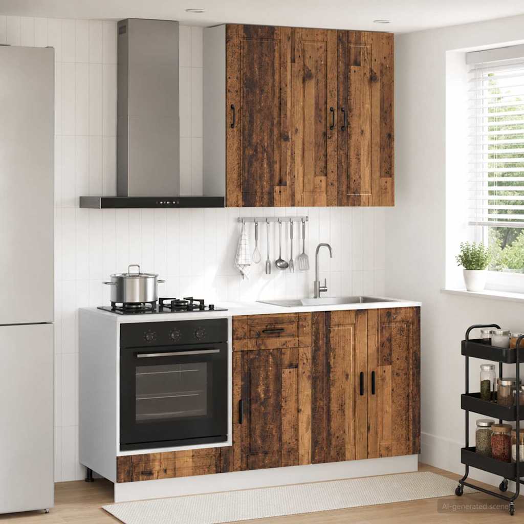 Unité de cuisine PORTO 5 pc Bois ancien Bois d'ingénierie