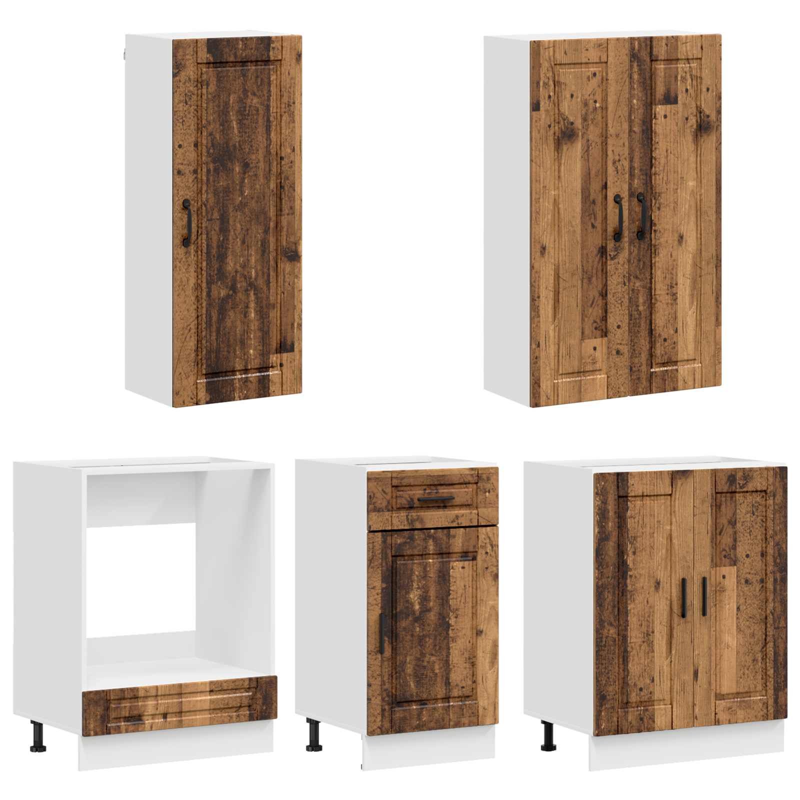 Unité de cuisine PORTO 5 pc Bois ancien Bois d'ingénierie