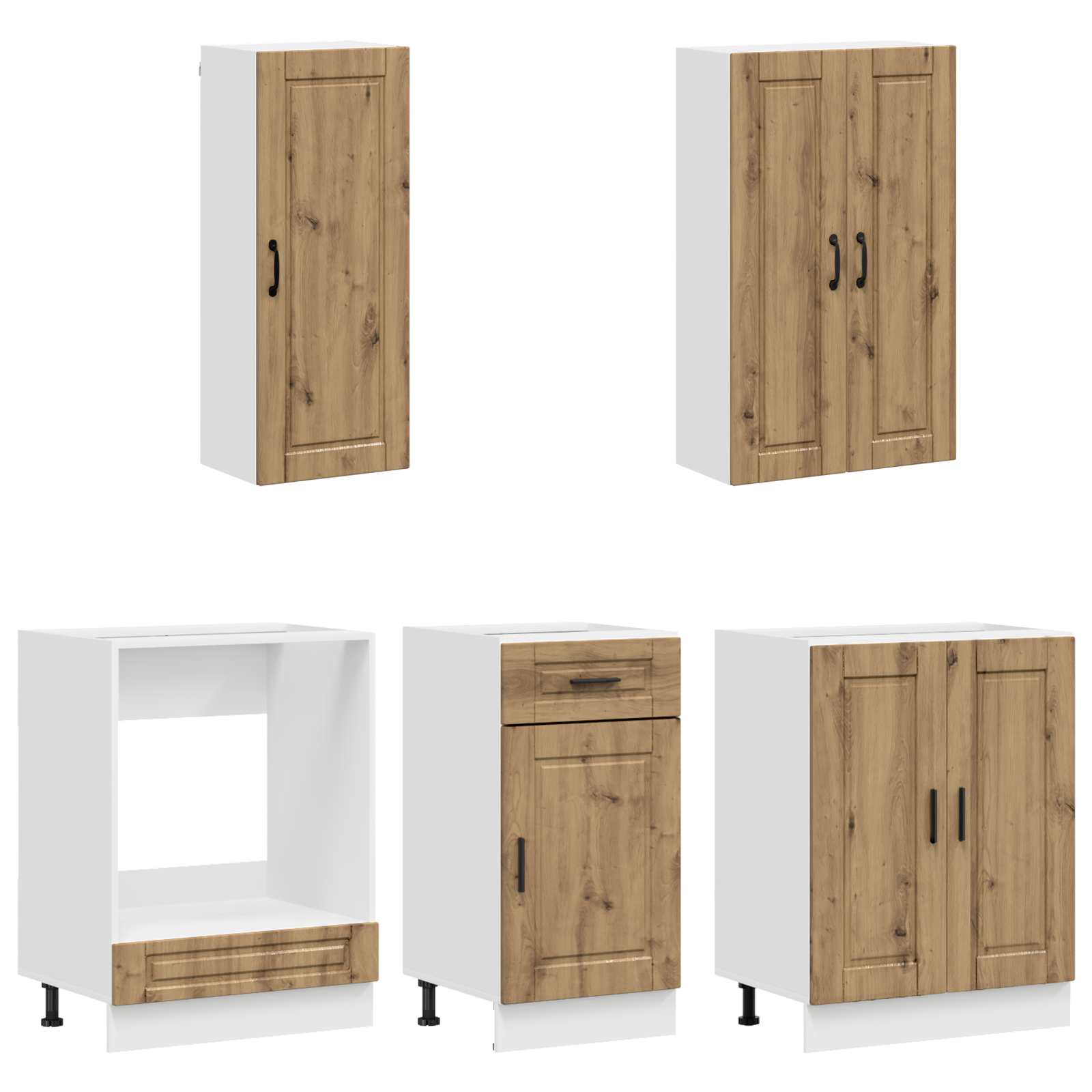 Unité de cuisine PORTO 5 pc Chêne artisanal Bois d'ingénierie - XIOS