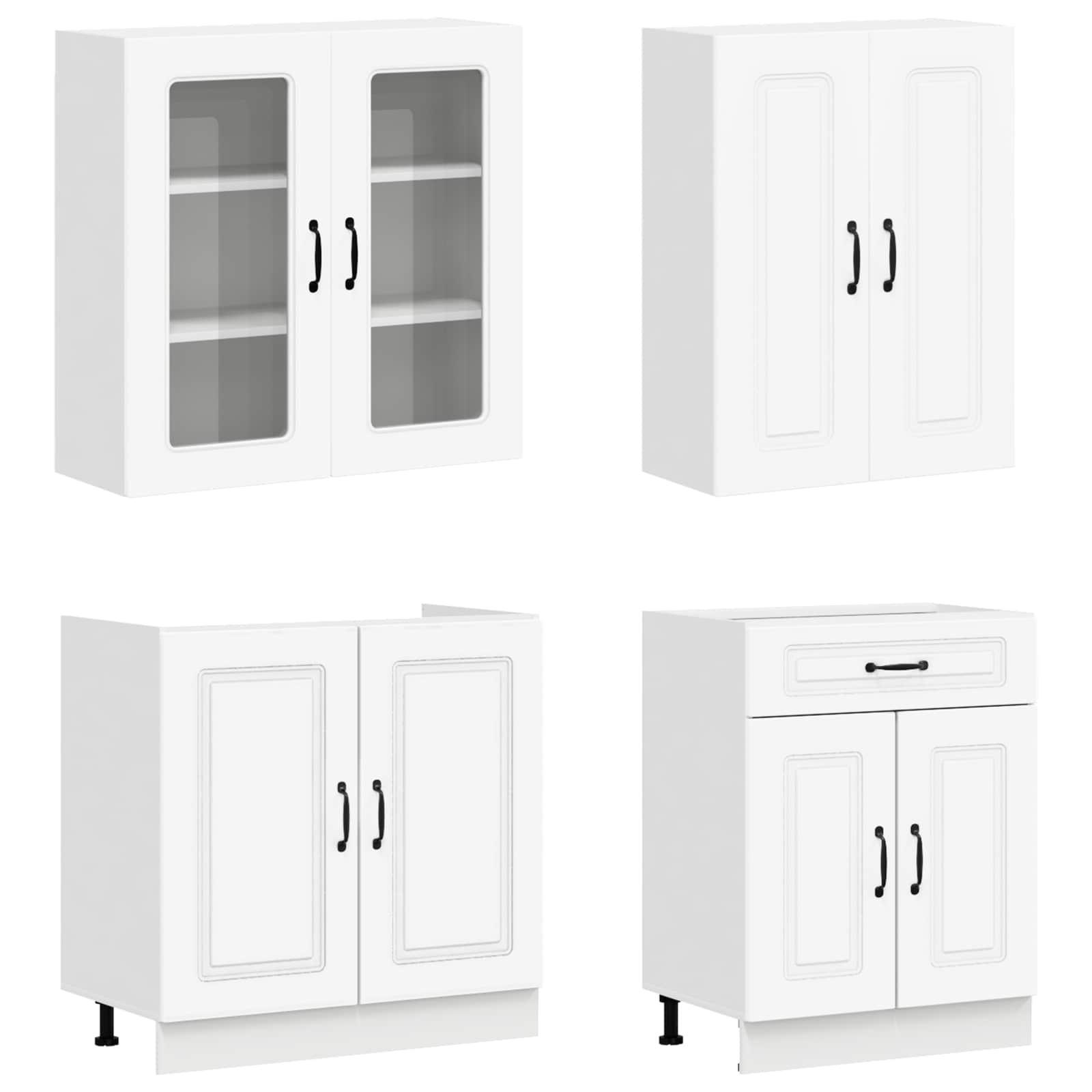 Unité de cuisine KALMAR 4 pc Blanc Bois d'ingénierie - XIOS