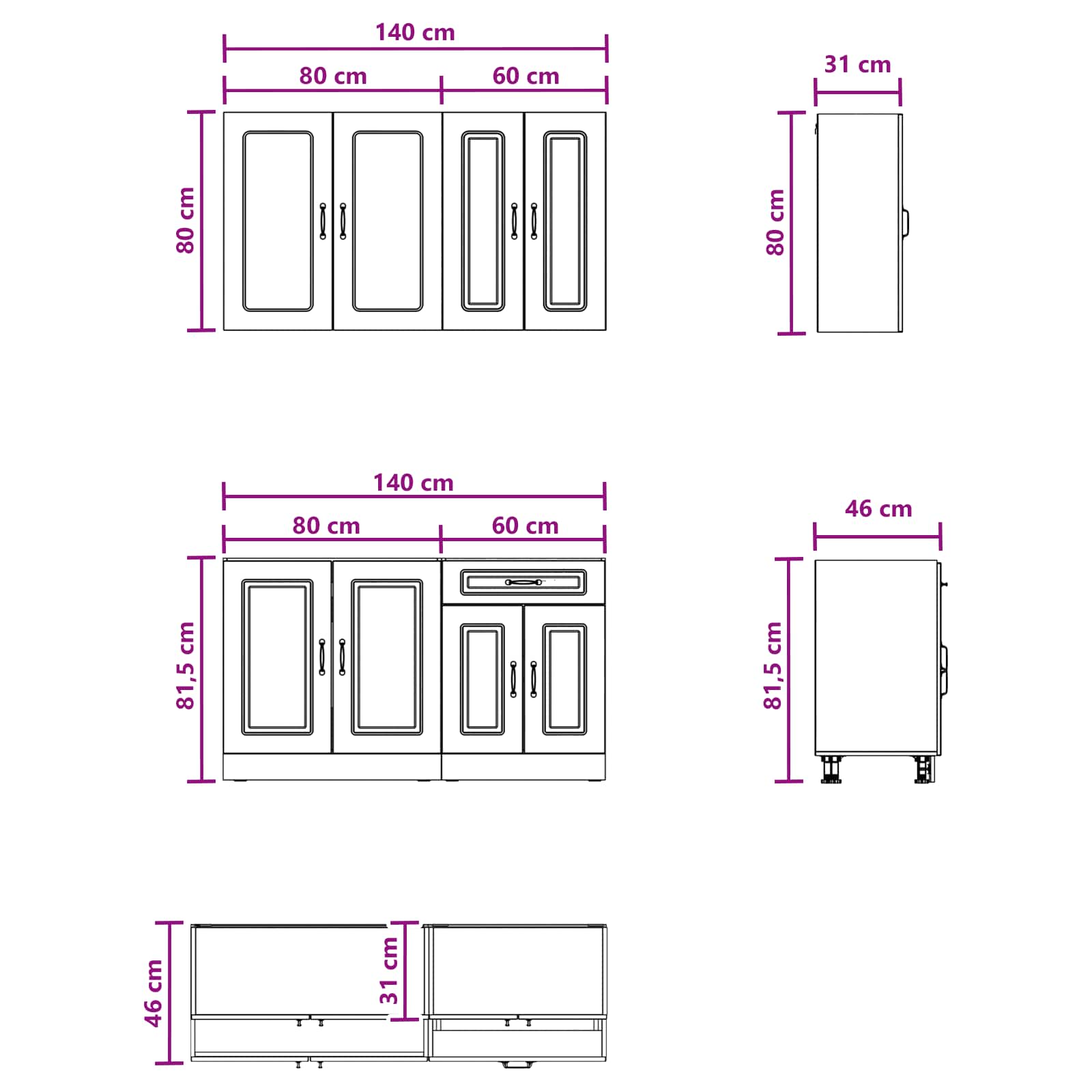 Unité de cuisine KALMAR 4 pc Blanc Bois d'ingénierie - XIOS