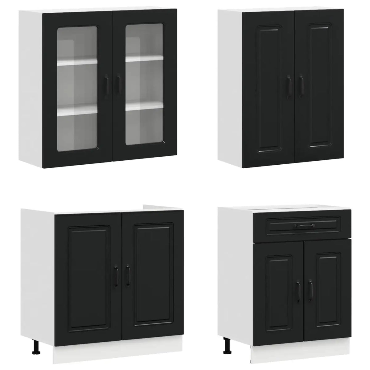 Unité de cuisine KALMAR 4 pc Noir Bois d’ingénierie - XIOS