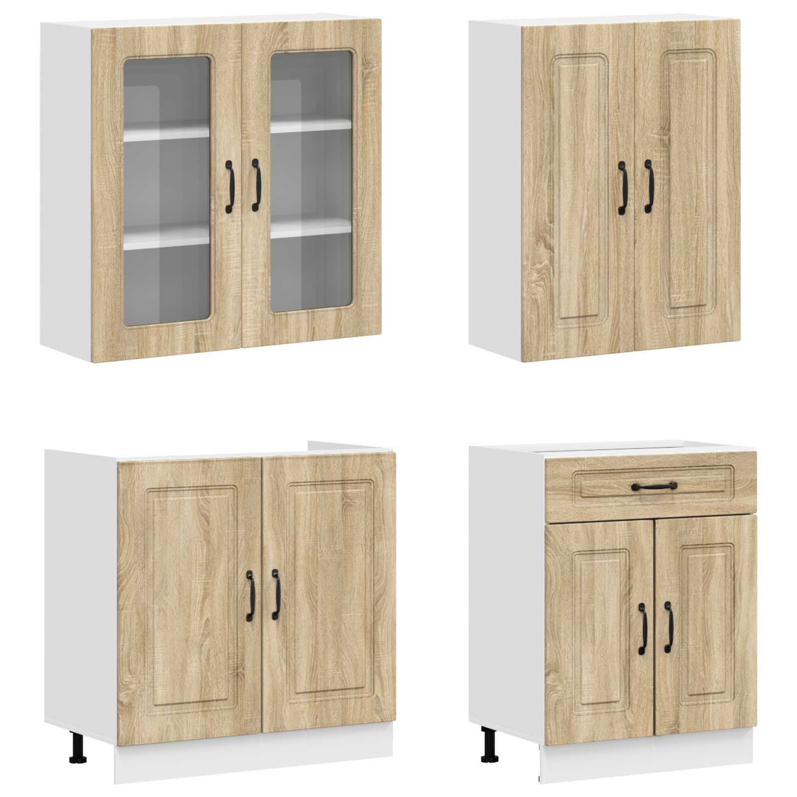 Unité de cuisine KALMAR 4 pc Chêne Sonoma Bois d'ingénierie - XIOS