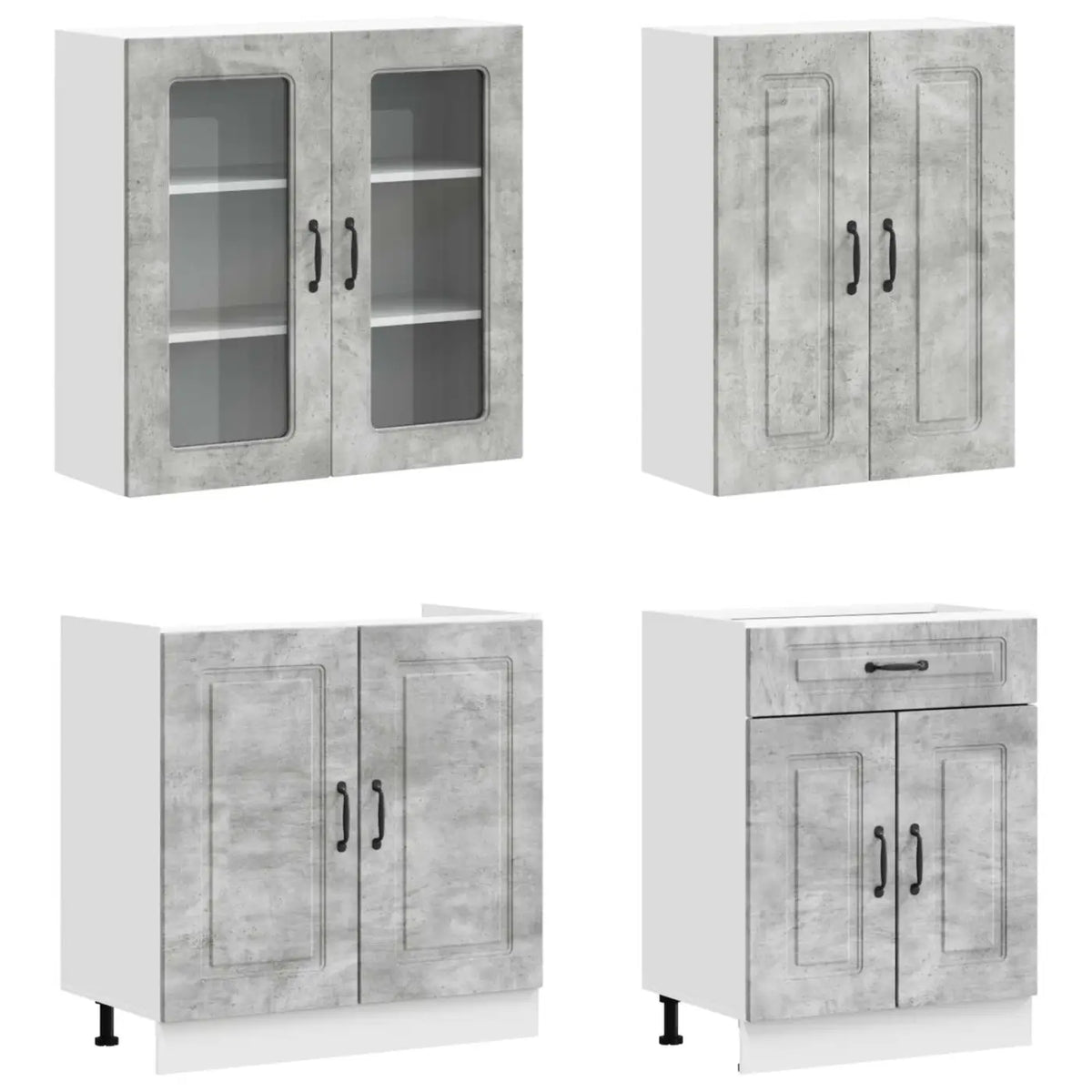 Unité de cuisine KALMAR 4 pc Gris béton Bois d’ingénierie - XIOS