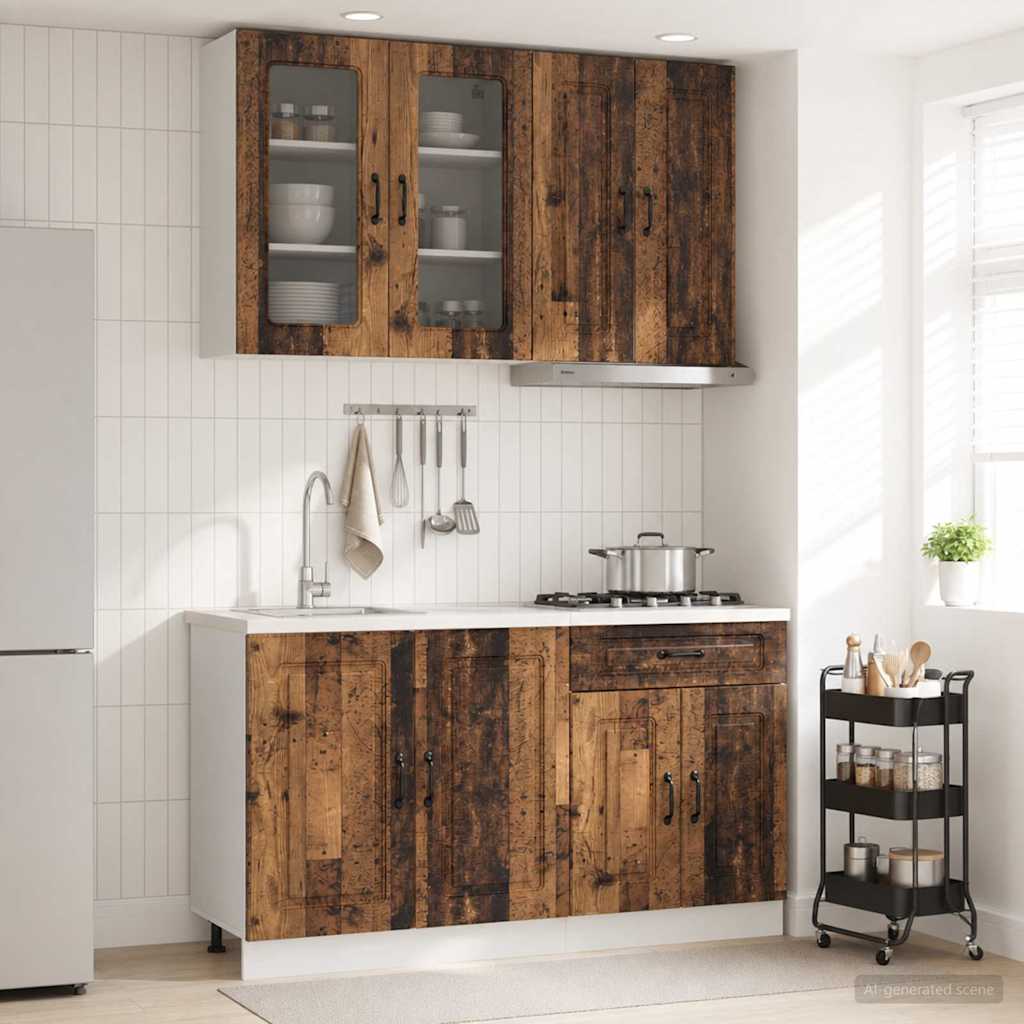 Unité de cuisine KALMAR 4 pc Bois ancien Bois d'ingénierie - XIOS