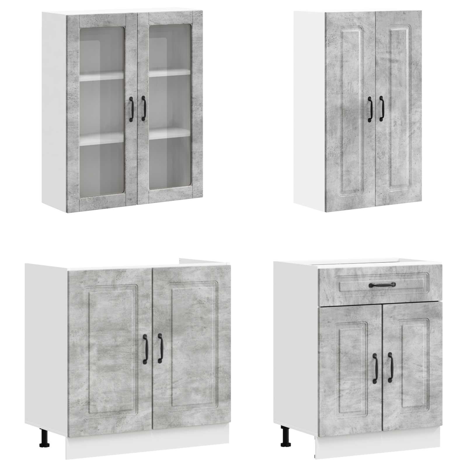 Unité de cuisine KALMAR 4 pc Gris béton Bois d'ingénierie - XIOS
