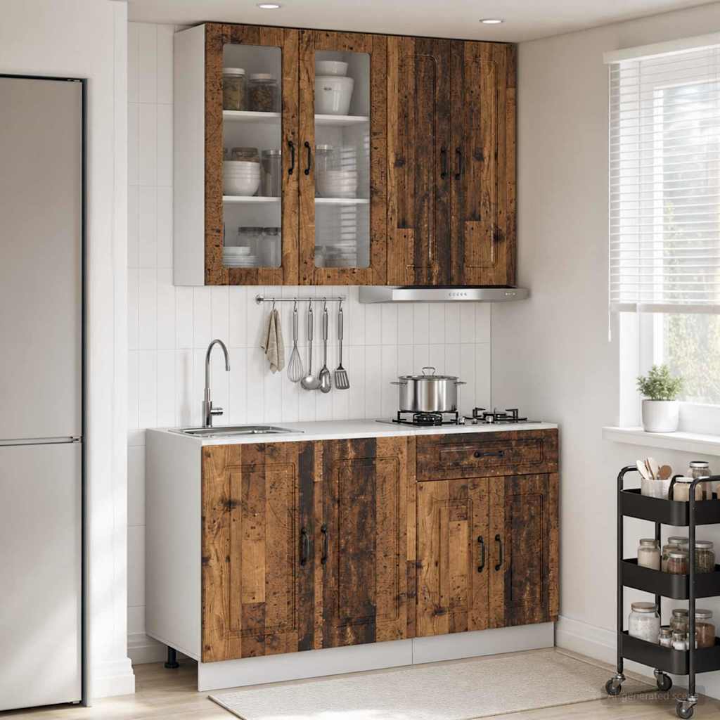 Unité de cuisine KALMAR 4 pc Bois ancien Bois d'ingénierie - XIOS