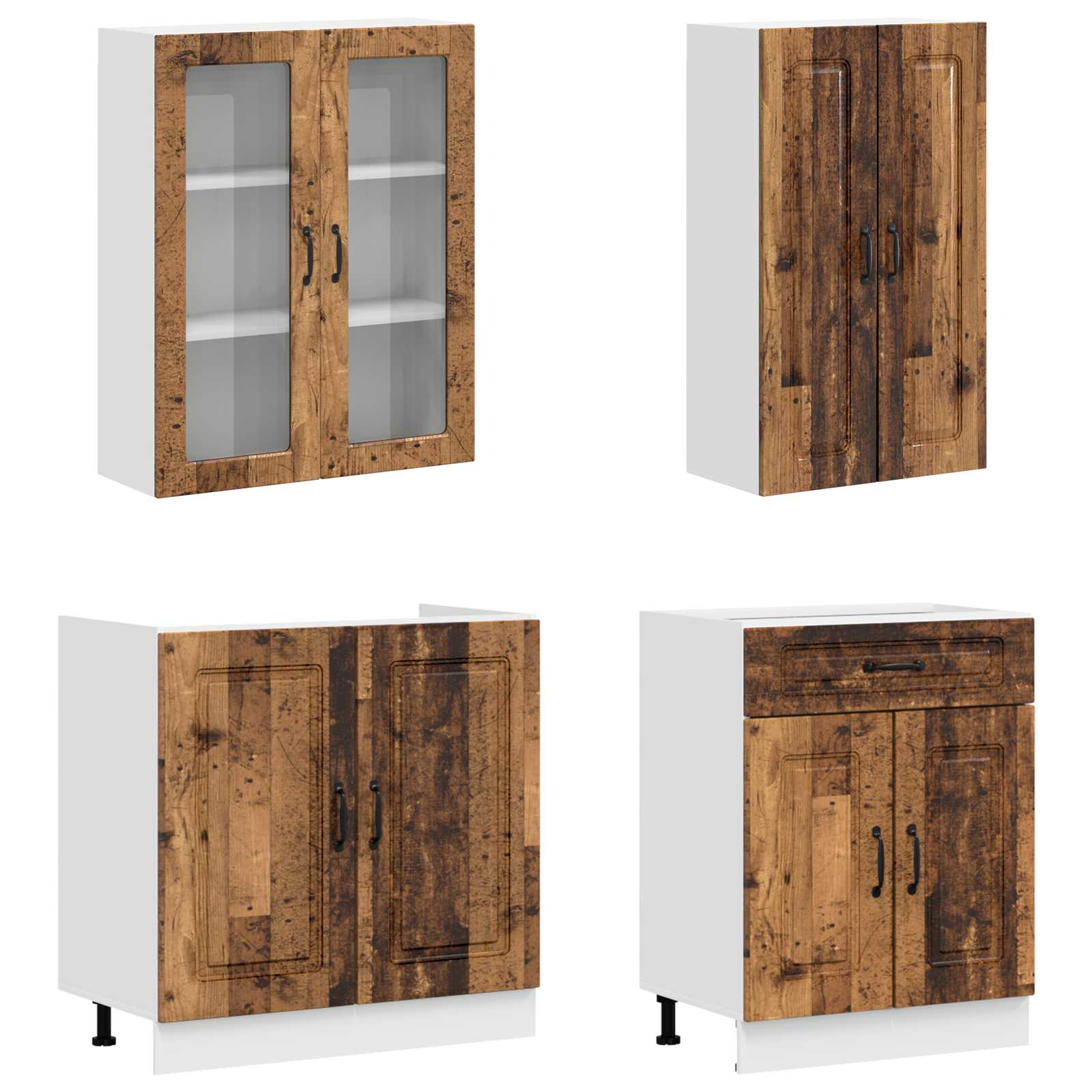 Unité de cuisine KALMAR 4 pc Bois ancien Bois d'ingénierie - XIOS