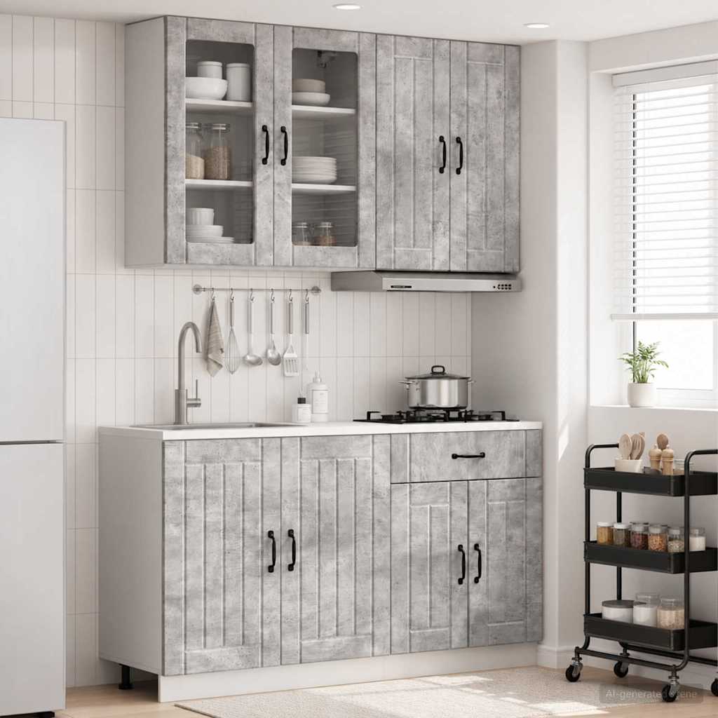 Unité de cuisine LUCCA 4 pc Gris béton Bois d'ingénierie