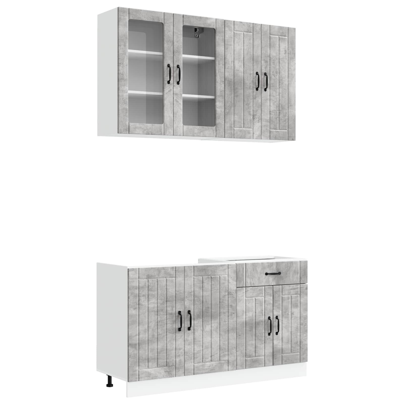 Unité de cuisine LUCCA 4 pc Gris béton Bois d'ingénierie